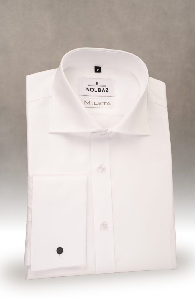 Koszula męska biała z mankietami na spinki