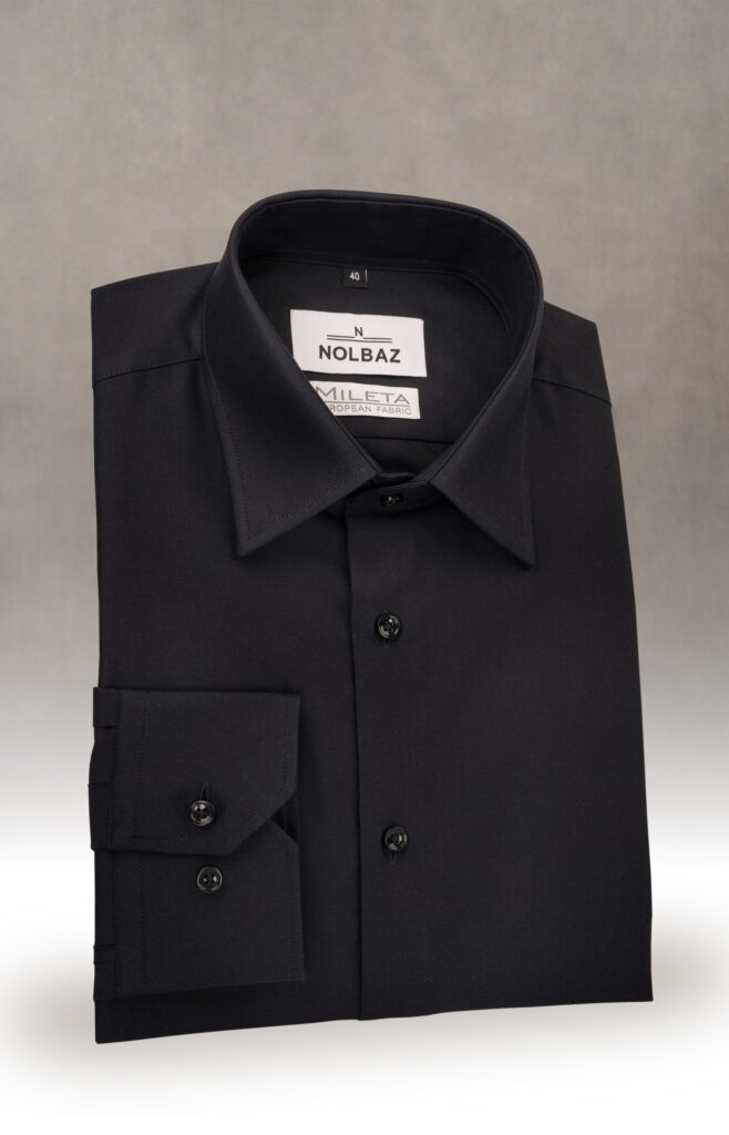 Koszula męska czarna z kołnierzem klasycznym
