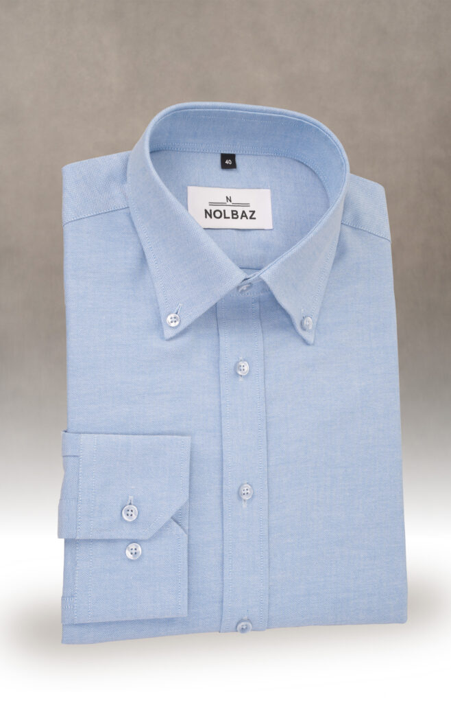 Koszula męska niebieska z kołnierzem button-down