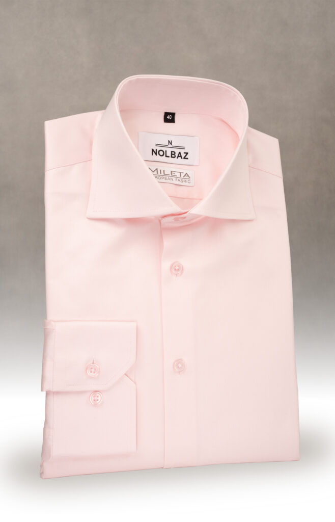 Koszula męska jasny róż z kołnierzem włoskim