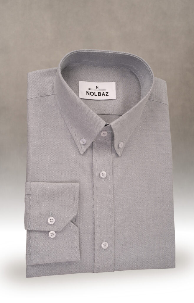 Koszula męska szara z kołnierzem button-down